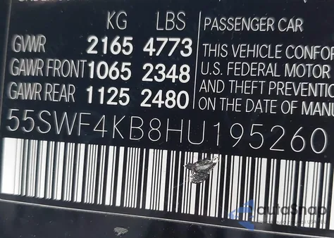 2017 Mercedes-Benz C 300 Sport 4Matic from USA, damaged, VIN 55SWF4KB8HU195260